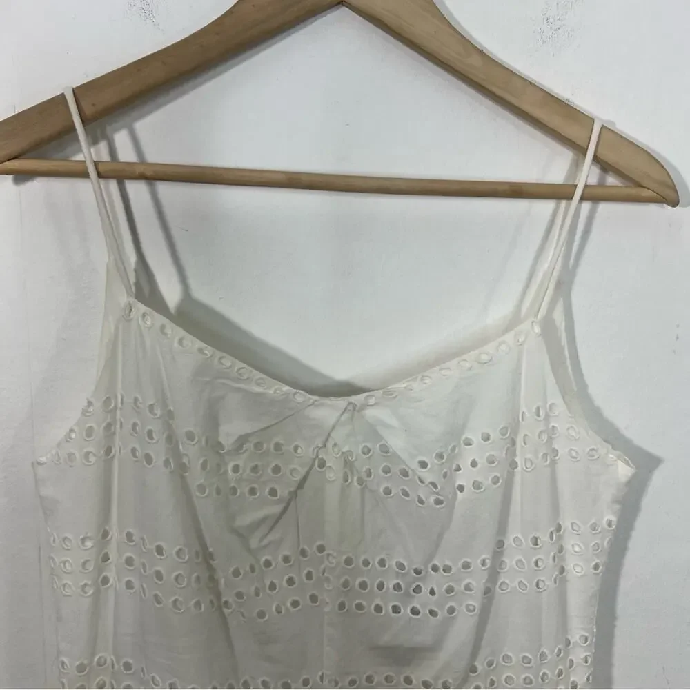 J. Crew White Eyelet Spaghetti Strap Classic Dress Size 6 NWT